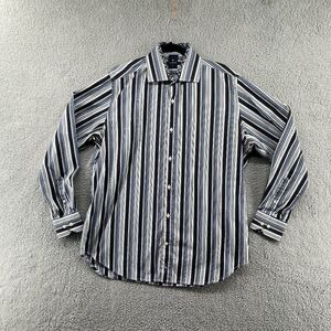 Taylor Byrd Shirt Mens Shirt Large Long Sleeve Striped Blue White